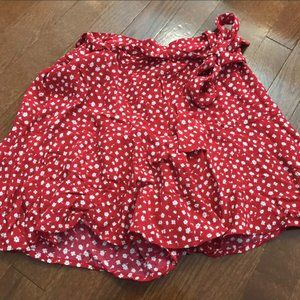 Zara red floral skort ON HOLD